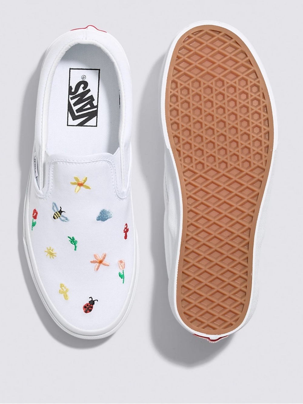 Vans Kids Slip-On Embroidered Floral & Bug White
